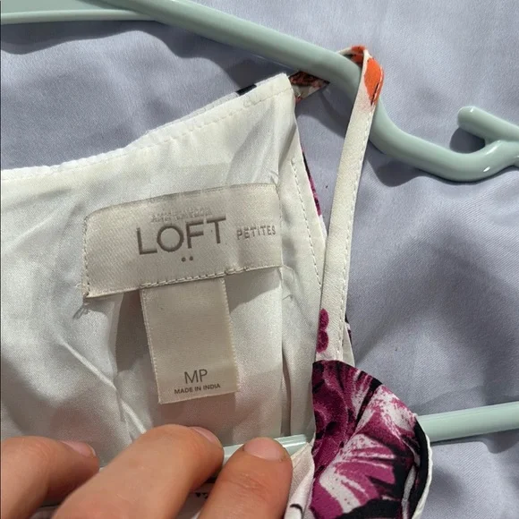 LOFT Floral Halter Dress - White, Pink, Orange - Picture 3 of 3